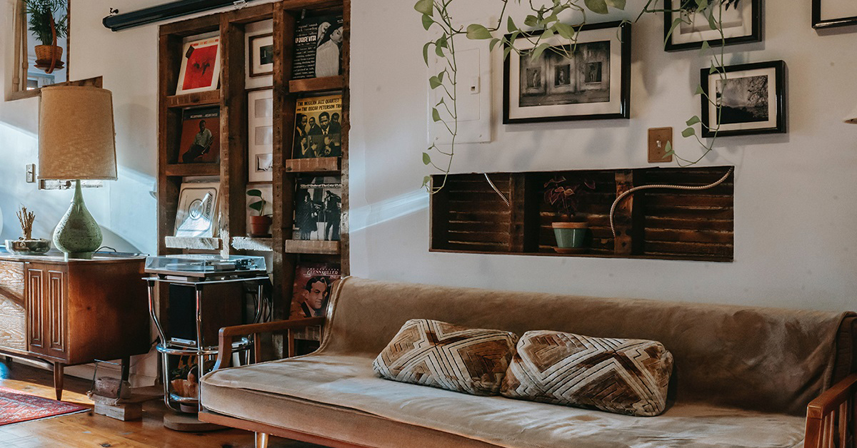 living room with sustainable furniture