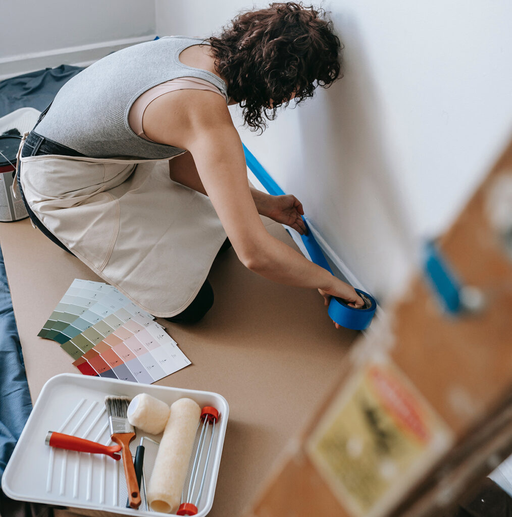 A homeowner working on a DIY home renovation task