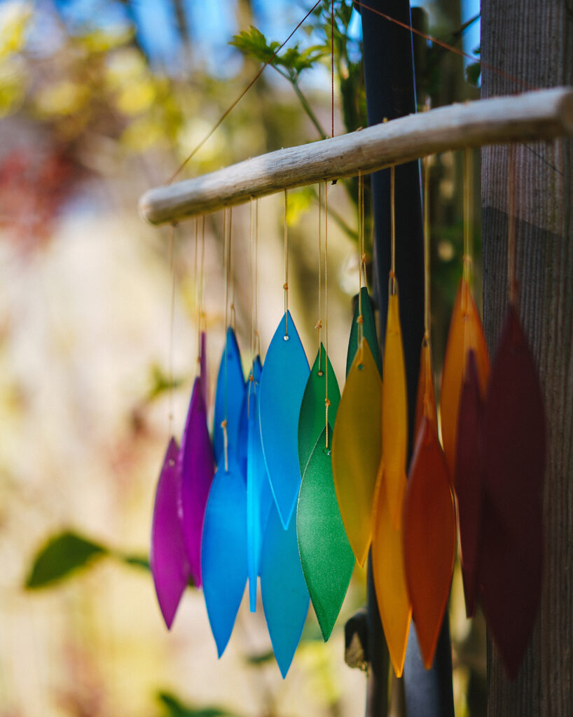 colorful wind chimes hanging