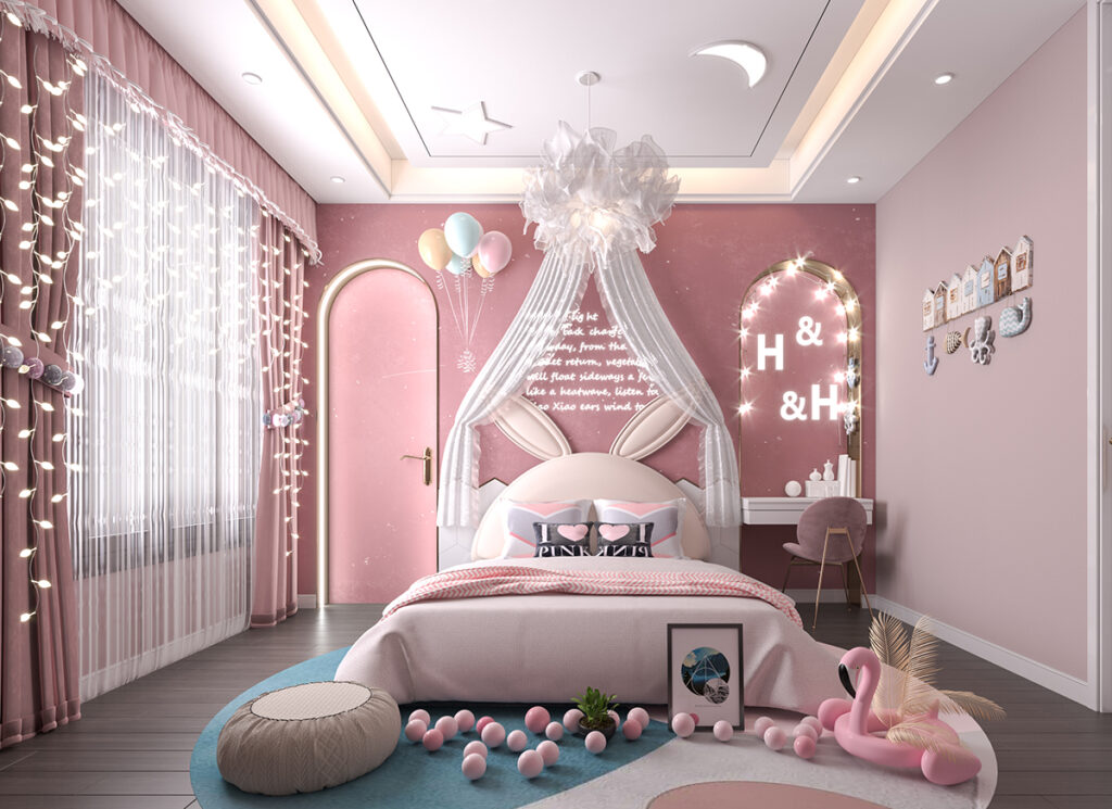 Cozy bedding and textiles for a girls room