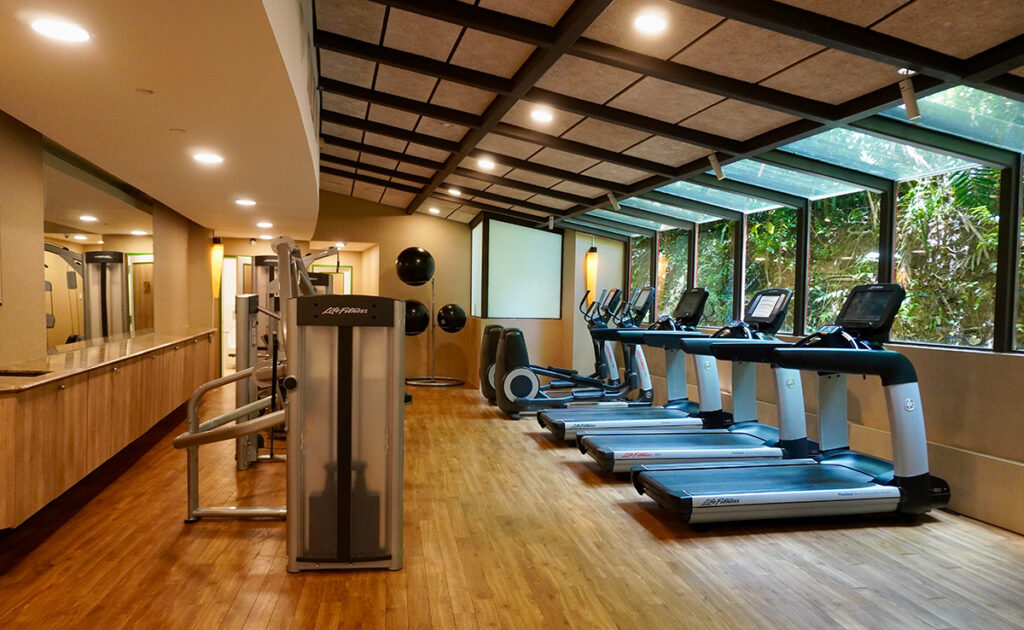 fitness center with exercise equipment