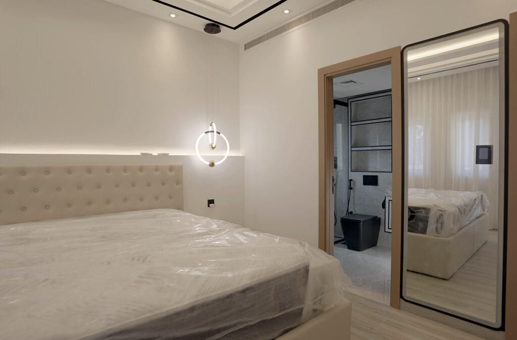 High-tech smart home devices integrated into a stylish bedroom