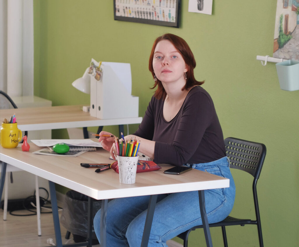 an interior design student in a classroom