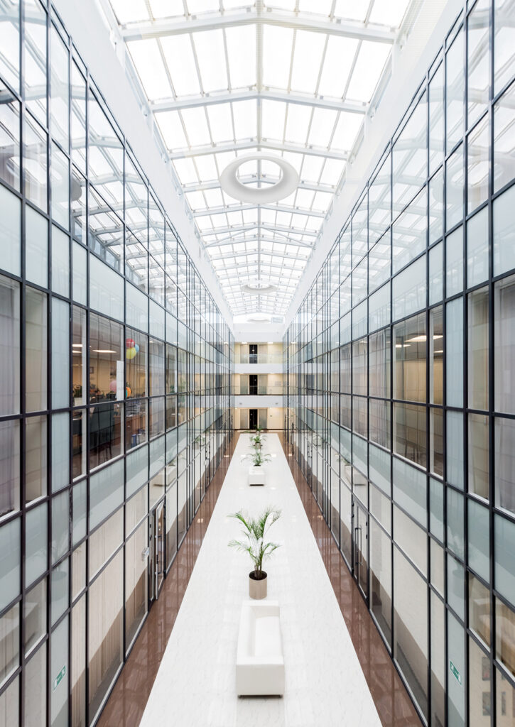 hallway with a living green