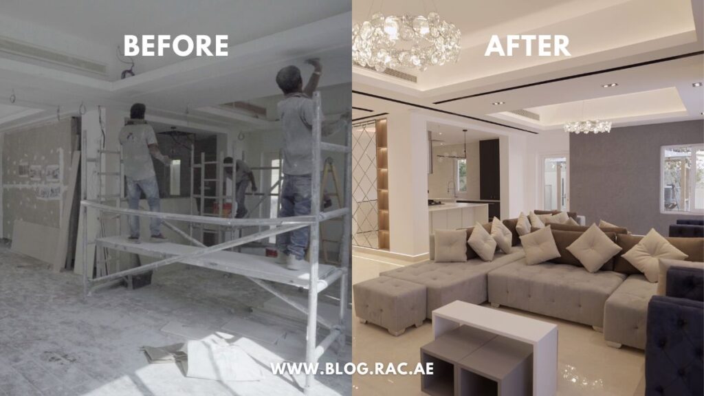 a before-and-after transformation of a space with the right material and finish selection