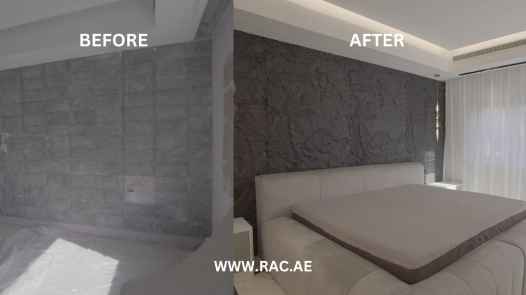 a before and after transformation of a residential space