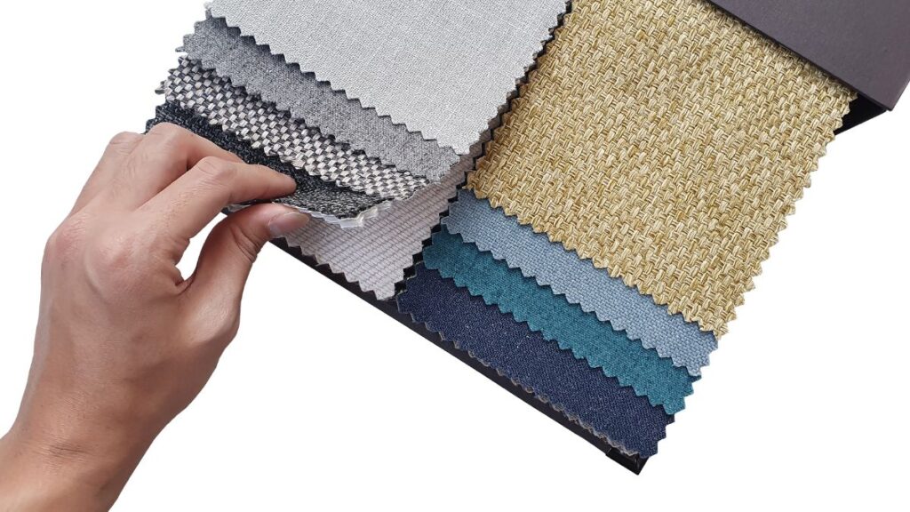 a variety of fabric swatches showcasing different textures and colors.