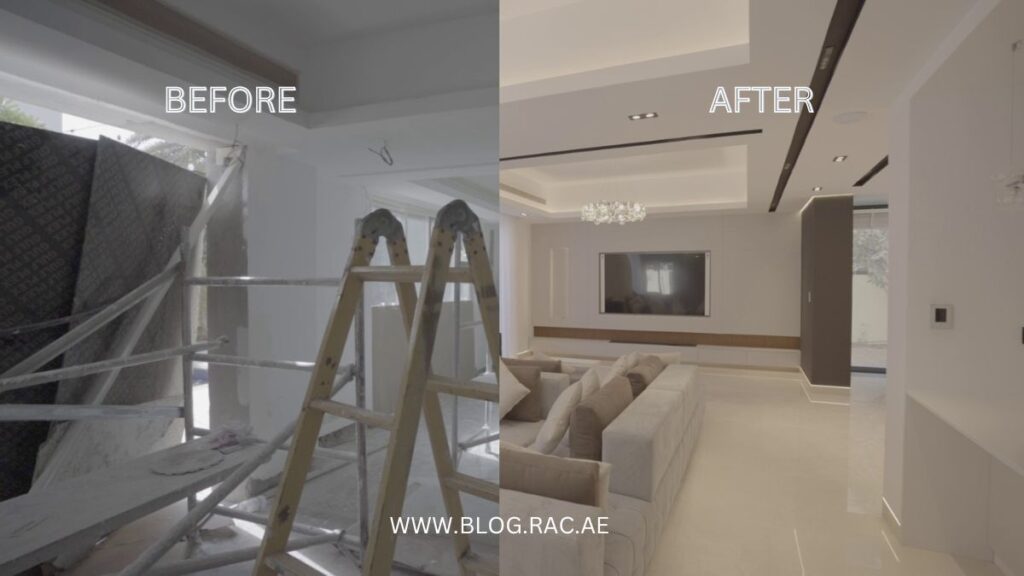 before-and-after images showing the impact of effective space planning in a room
