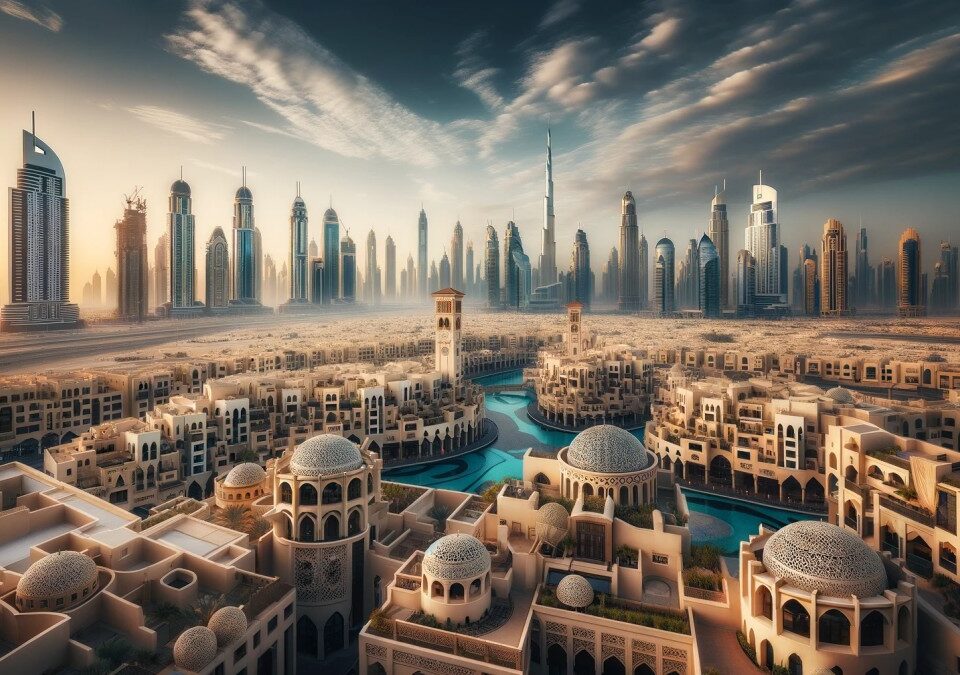 Panoramic view of Dubai skyline showcasing unique architecture, symbolizing innovative interior design project management.