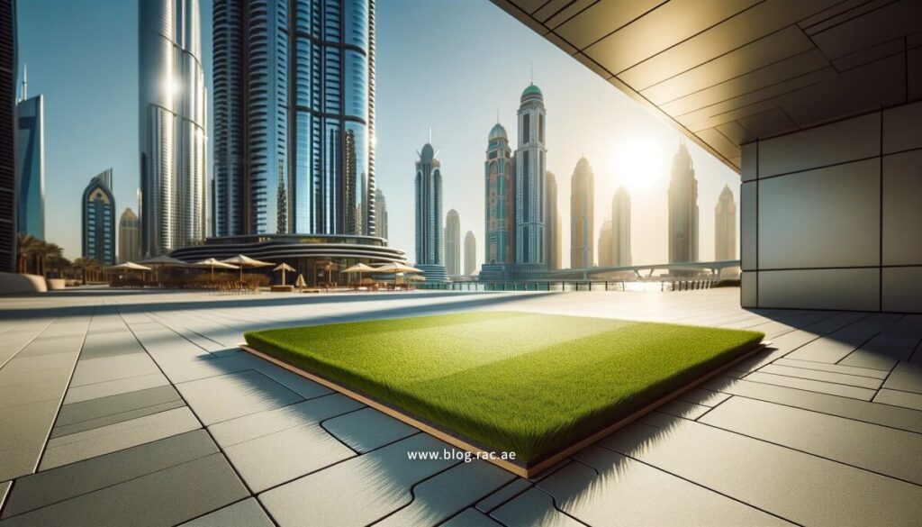 Reflective Tiles and Artificial Turf in Dubai Outdoor Design