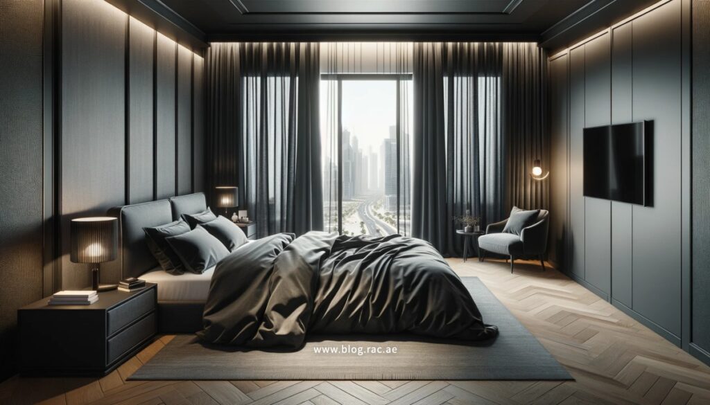 Blackout Curtains in a Modern Dubai Bedroom