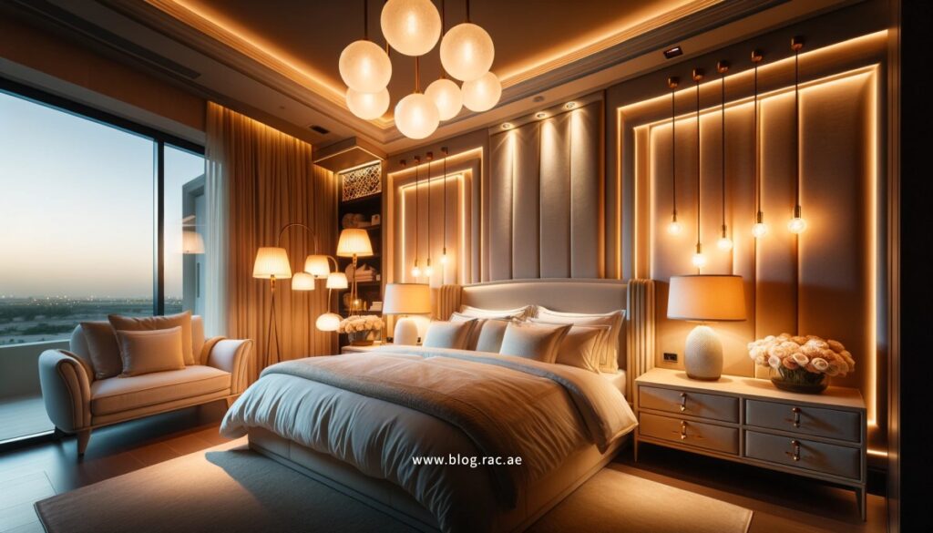 Warm, Dimmable Lighting in Dubai Bedroom