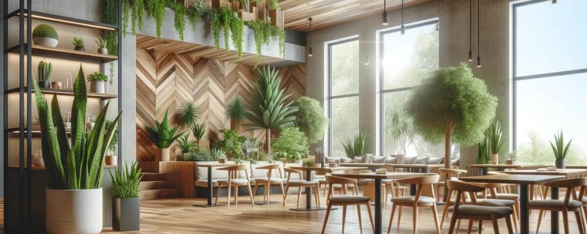 Eco-friendly cafe interior design in Dubai