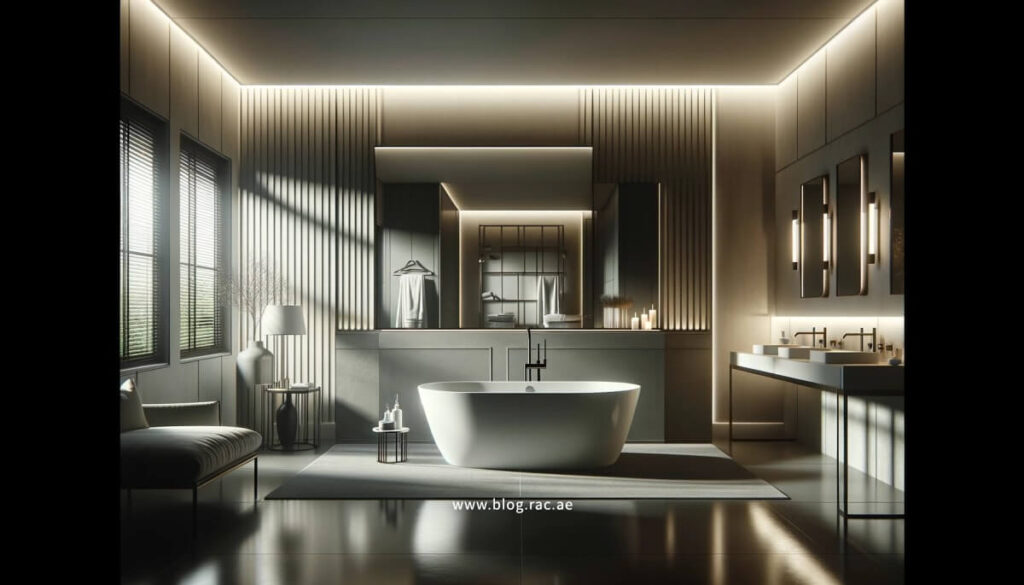 Elegant Freestanding Bathtub in a Luxurious Villa Bathroom