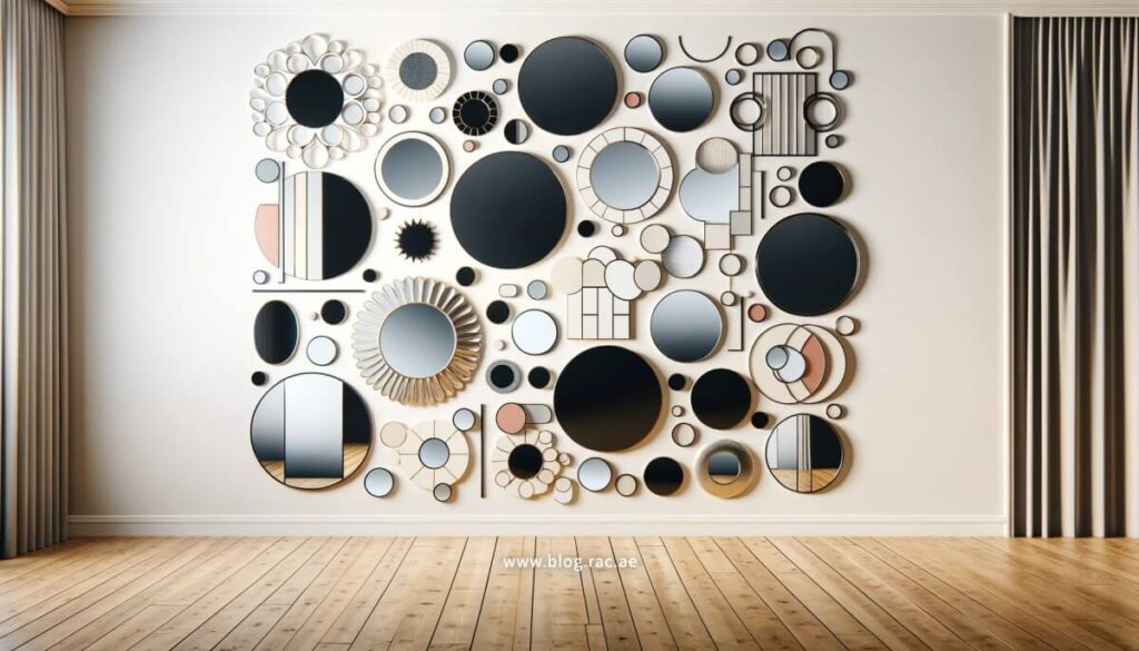 Gallery Wall of Mixed Shape Mirrors