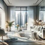 Bright and airy north-facing Dubai apartment interior maximized for natural light.