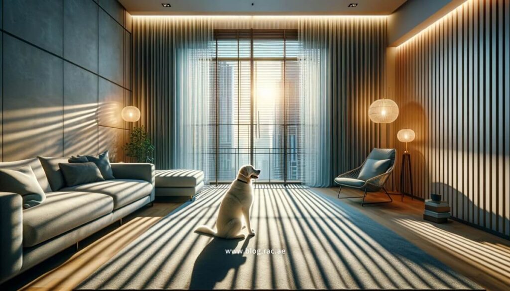 Pet Comfort with Optimized Lighting and Shaded Areas in Dubai Apartment