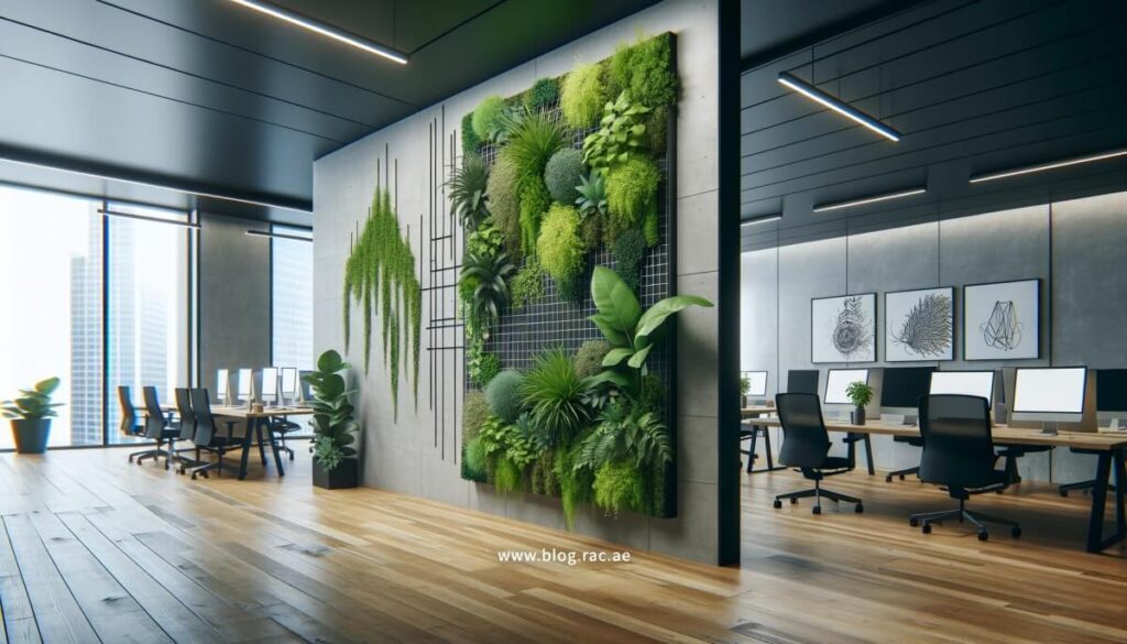 Revitalized Office Walls with Green Elements and Art