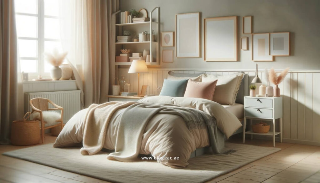 Organized and serene bedroom emphasizing maintenance and organization