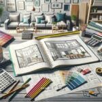 Home renovation project planning with tools and materials