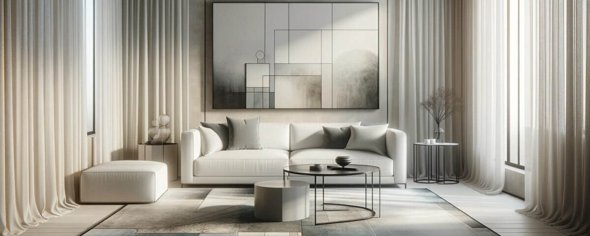 Stylish modern living room showcasing clean and minimalistic design