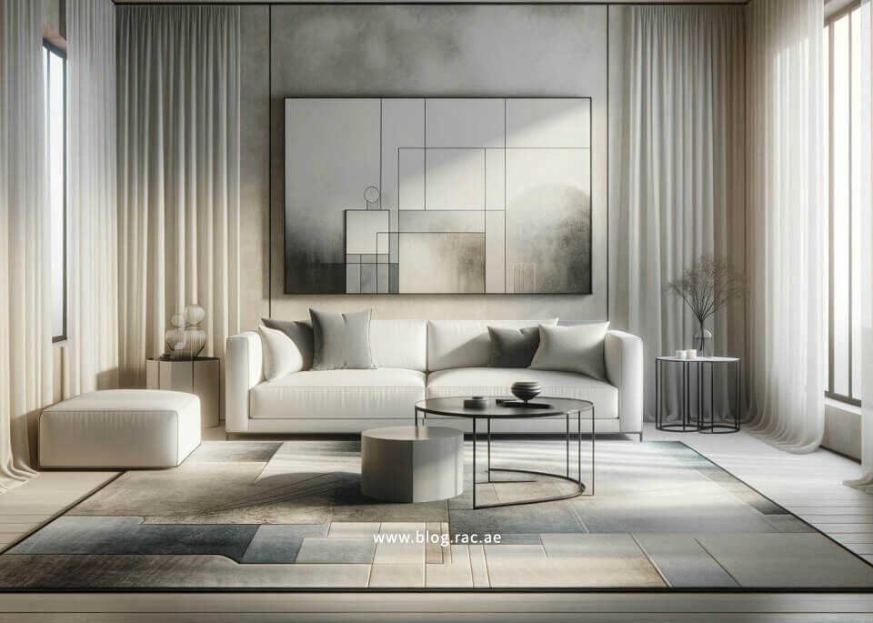 Stylish modern living room showcasing clean and minimalistic design
