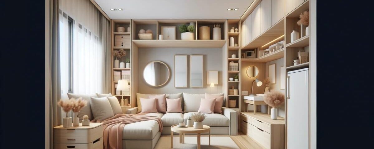 Spacious-Looking Small Living Room with Multifunctional Furniture