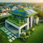 Eco-friendly home renovation with solar panels and green roof