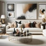 Artwork and accessories arranged in a beautifully decorated living room